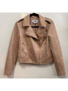 BB Dakota Steve Madden Beige Faux Suede Moto Biker Jacket Women’s Medium